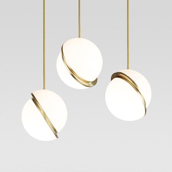 Lampes suspendues Nordic Morden Creative Ball Light Pour Salle À Manger Litchen Island Blanc Longue Suspension Fil Suspension Lampe Bar Chambre