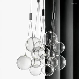 Lampes suspendues Nordic Multi Head Chandelier Simple Magasin de vêtements Ins Creative Glass Bubble Ball Bar Cafe Lampe décorative