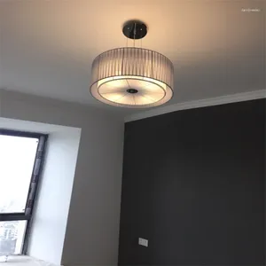 Lampes suspendues en tissu multicouche nordique, lumières rondes, chambre à coucher, salle à manger moderne, salon, étude, luminaires de décoration LED