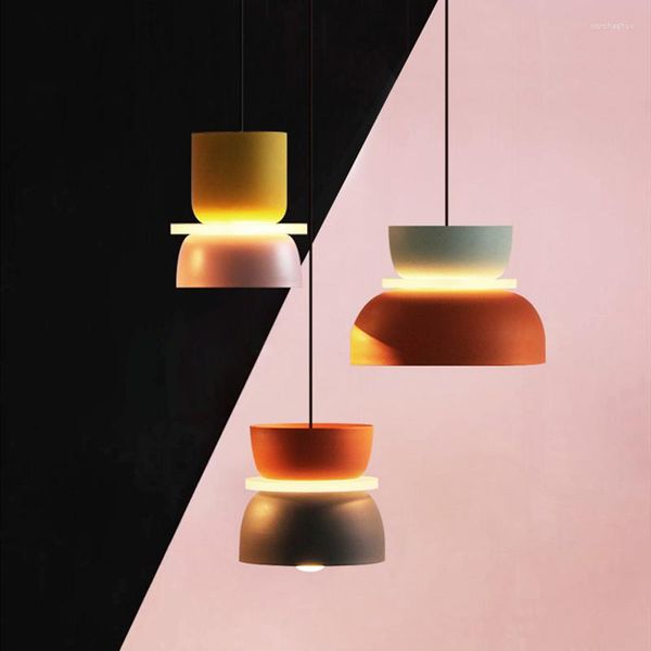 Lampes suspendues Lampe LED multicolore nordique créative couleur bonbon chambre chevet cuisine restaurant bar café décor luminaires suspendus