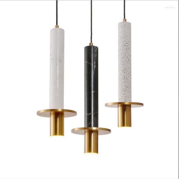 Lampes suspendues Lampe en marbre naturel nordique Europe du Nord Design minimaliste moderne Maison Salle à manger Lampe de chevet Suspension de luxe