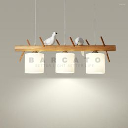 Lampes suspendues personnalité nordique oiseau Restaurant lustre en bois salle à manger lumières Bar café suspension lampe cuisine île éclairage