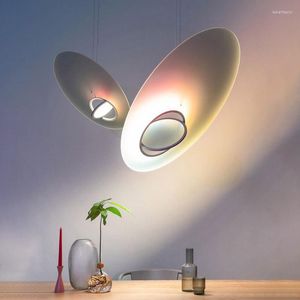 Lámparas colgantes Nordic Planet Lustre Light Comedor Dormitorio Arte Lámpara colgante ovalada Decoración para el hogar LED Accesorio de suspensión interior