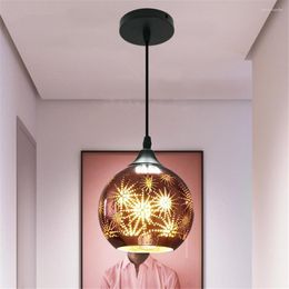 Hanglampen Noordse postmoderne geëlektroplateerde glazen led hangend licht creatief minimalistisch ronde E27 lamp voor restaurantbar Home Decor
