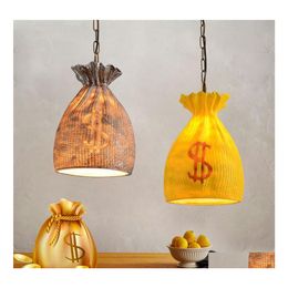 Hanger lampen Noordse harsen geldtas vormverlichting voor woonkamer bar restaurant studie vintage hangende lamp loft led verlichting fixtur dhv6i