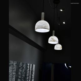 Lampes suspendues Restaurant nordique moderne chinois créatif cuivre luxe espagne marbre naturel Bar chevet lustre unique