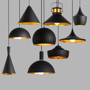 Lampes suspendues Lampe de plafond noire industrielle rétro nordique E27 Restaurant Table à manger Bar Luminaire décoratif