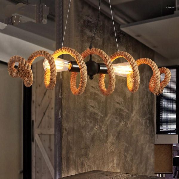 Lámparas colgantes Nordic Retro Estilo industrial Personalidad Tubería de agua Cuerda Araña Cafe Bar Tienda de ropa Droplight