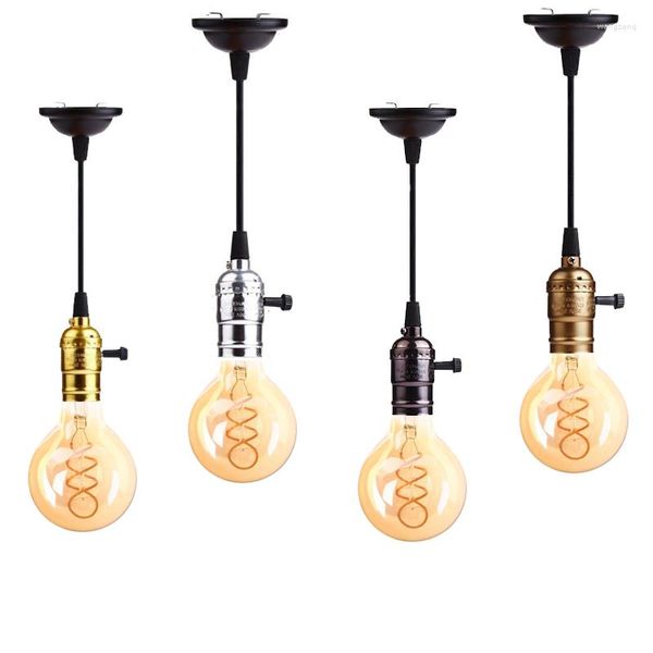 Lampes suspendues Nordic Retro Lights Aluminium Shell Edison Vis Ampoule Base de lampe E26 E27 Minimaliste Room Light Vintage Metal Hanging