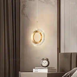 Lámparas colgantes Anillo nórdico LED Lámpara de cristal Decoración de la habitación colgante interior para la cabecera Dormitorio Sala de estar Lámparas modernas