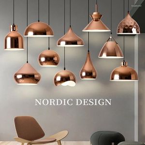 Hanglampen Nordic Rose Gold Lights Plated Metal Hanglamp Armaturen Eetkamer Keuken Eiland Bar Cafe Indoor Decor Verlichting E27