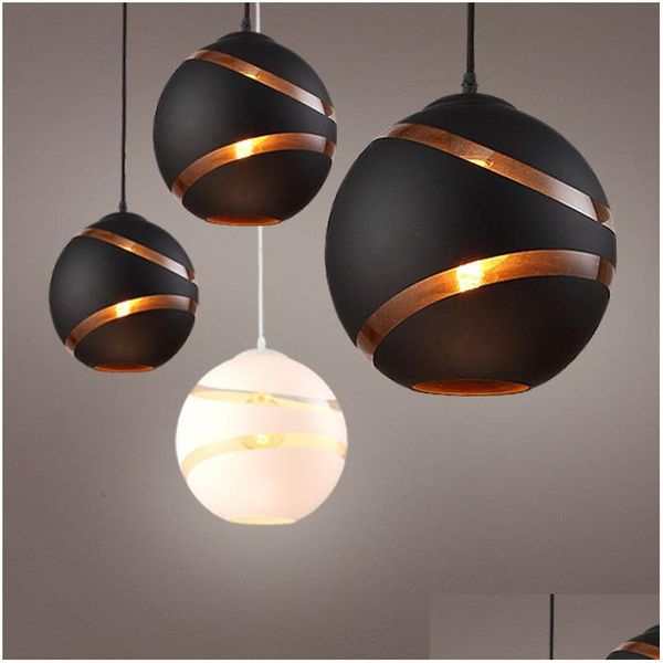 Lampes suspendues Boule de verre ronde nordique Lumières E27 LED Suspension Lampe suspendue Luminaire Loft Enfants Salon Drop Livraison Lightin Dhsno