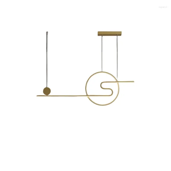 Lampes suspendues Nordic Simple Or / Noir LED Bar Lustre Éclairage Bureau Moderne Restaurant Cuisine Étude Suspendue Luminaire Bande