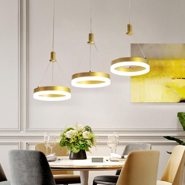 Lámparas colgantes Nordic Simple Modern Luxury Led Lights Gold Luster Luminaire Individual Restaurant Living Room Dining Study OfficePendant