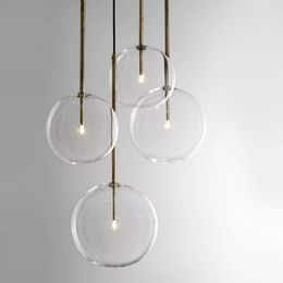 Hanglampen Scandinavisch eenvoudig transparant glas bubbelontwerp Enkele koplamp Modern G4 gouden hardware Restaurant DIY Decor LED-licht