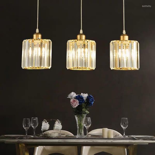 Lampes suspendues Nordic Single Head Light Salon Salle à manger Round Square Lights Cristal de luxe