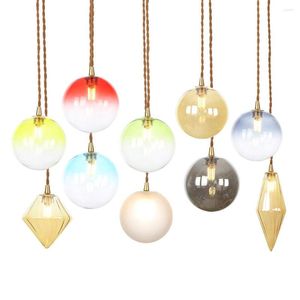 Lampes suspendues Nordic Small Creative Shop Abat-jour décoratif Gradient de couleur G4 Led Lights Hanglamp Loft Hanging Light Hang Lamp Shade