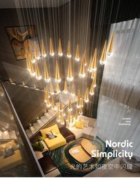 Hanger lampen Noordse trappenhuis roterende duplex kroonluchter moderne minimalistische persoonlijkheid woonkamer led Long El Engineering Lamppendant