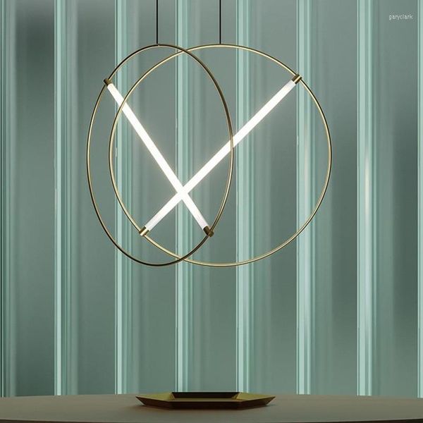 Lámparas colgantes, lámpara artística de estilo nórdico para mesa de comedor, luz Led Circular minimalista, decoración de cafetería, sala de estar, restaurante