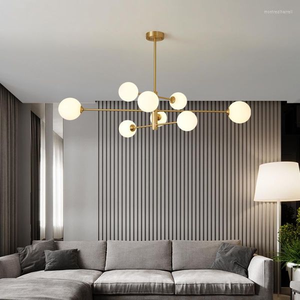 Lampes suspendues Style nordique cuivre salon lustre Simple haricot magique Restaurant lampe chambre Design créatif moléculaire