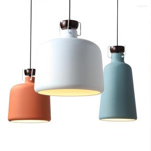 Hanglampen Noordse stijl Moderne minimalistische creatief werk Office Eetkamer Iron Fashion Single Head Bar Pot Cover Small Lamp LO8810