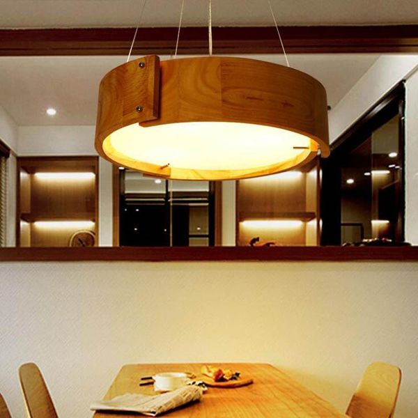 Lampes suspendues Style nordique Restaurant Lustre En Bois Massif Personnalité Créative Seule Tête Bar Table Suspension Ligne Lampe Led Chambre LampPen