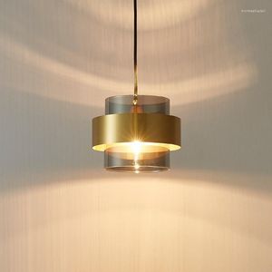 Lampes suspendues nordique élégant Led verre or pour chambre Table salle à manger cuisine chevet lustre décor à la maison luminaire