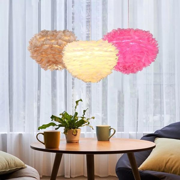 Lámparas colgantes Nordic Swan Feather AC 220V Retro Modern LED Chandelier Simple Gloss E27 Base Interior Sala de estar Luz Cocina RestaurantPenda