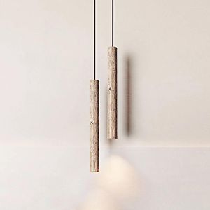 Lámparas colgantes nórdico ultrafino cilíndrico creativo mármol pequeño Droplight diseño Simple restaurante Ertical Led lámpara decorativa