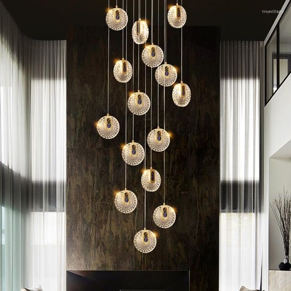 Lámparas colgantes de villa nórdica lámpara de lámpara de escalera moderna mesa de comedor de sala de estar simple y simple