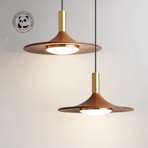 Lámparas colgantes Luces de madera de nogal nórdico LED Dormitorio Mesita de noche Colgante Mesa de comedor Decoración de troncos Restaurante Sala de té Candelabros