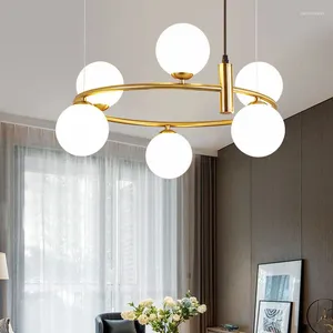 Hanglampen Nordic Wit Glazen Kroonluchters Salon Restaurant Lamp Koord Verstelbaar Goud Zwart Metaal G9 Lamp Home Deco