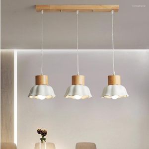 Lampes suspendues Noridce Brief 3heads Céramique Pendan Light Pour Salon Dîner Moderne LED Chevet Bois Lampe Suspendue Appareils D'éclairage