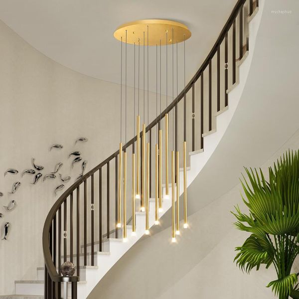 Lámparas colgantes Norte de Europa Villa El Penthouse Escalera Araña LED Simple Luz moderna Decorativo de lujo