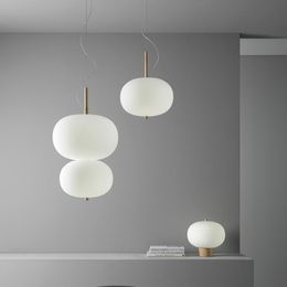 Lampes suspendues nouveauté lampe à LED en bois éclairage en verre nordique pour cuisine/salle à manger Type de gourde Suspension LampPendant