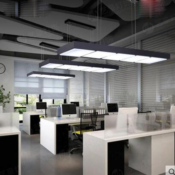 Lámparas colgantes Lámpara de oficina Lámpara de tira LED Moderno Minimalista Cyber Café Personalidades creativas Rectangular Nórdico Industrial LedPendant