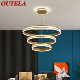Pendelleuchten OUTELA Nordic Lights Zeitgenössische Gold-Luxus-Rundhaus-LED-Lampenbefestigung zur Dekoration