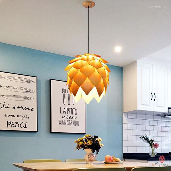 Lampes suspendues cône de tuyau en bois lampes suspendues Design de mode lampe Art décoratif forme d'oeuf maison café boutique Bar luminaire