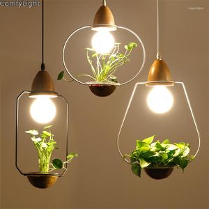 Hanglampen plantenverlichting houten lampenkap moderne bloem groeien kruiden glans lukloy babylon home decor e27 hanglamp led lamp