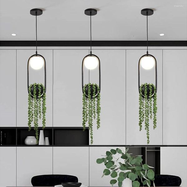 Lampes suspendues Plante Lumières Skygarden Led Lampe Pot De Fleur Suspendu Nordique Moderne Hanglamp Restaurant Luminaire Cuisine Décor