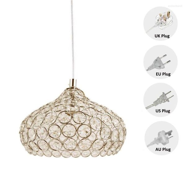 Lampes Suspendues Plug-in Swag Or Cristal Magnifique Lustre De Style Rétro Avec Cordon De 15 Pieds Et Gradateur En Ligne Ampoule Non Incluse