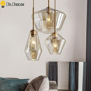 Lámparas colgantes Lámpara de vidrio LED posmoderna Comedor nórdico Café Transparente / Color champán Lámparas colgantes Luminaria