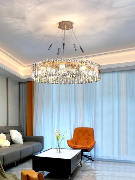 Lampes suspendues Lustre en cristal de luxe post-moderne Lampe de salon Ambiance simple Restaurant Chambre Haut de gamme