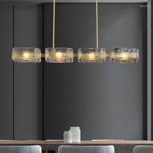 Hanglampen postmoderne luxe woonkamer koper kroonluchter gepersonaliseerd waterpatroon ontwerp glaslamp eenvoudige eettafel bar