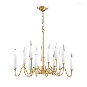 Lampes suspendues lustre en cristal minimaliste post-moderne mode luxe cuivre salon lumière Design nordique modèle El Club
