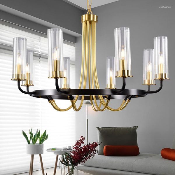 Lámparas colgantes Lámpara de araña de cobre posmoderna Sala de estar de lujo Comedor Arte de personalidad creativo simple