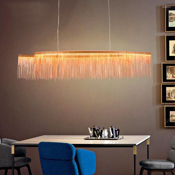 Lampes suspendues Postmoderne Créatif Chrome / Or Rose Cascade LED Lustres Résidentiel Commercial Bureau Lustre Luminaire