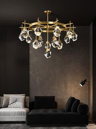 Lampes suspendues Lustre en cristal postmoderne tout en cuivre lumière de luxe simple salon salle à manger chambre lustrependentif