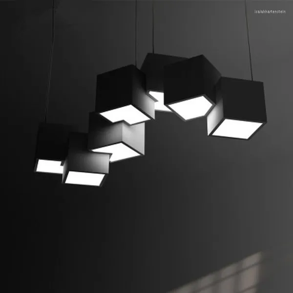 Lampes suspendues Postmodern Designer Gallery Studio LED Lustre Art Magic Cube Dîner Salon Suspension Luminaires