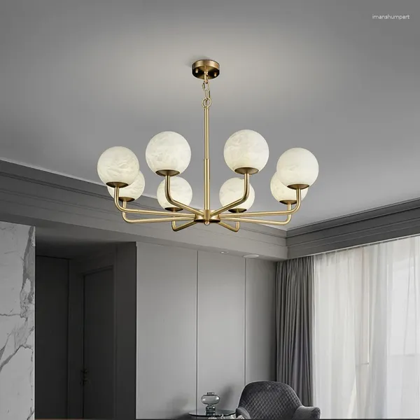 Lampes suspendues Postmodern Designer Villa Duplex Salon Lustre Nordic El Hall Chambre Vestiaire Laiton LED Marbre Lumière